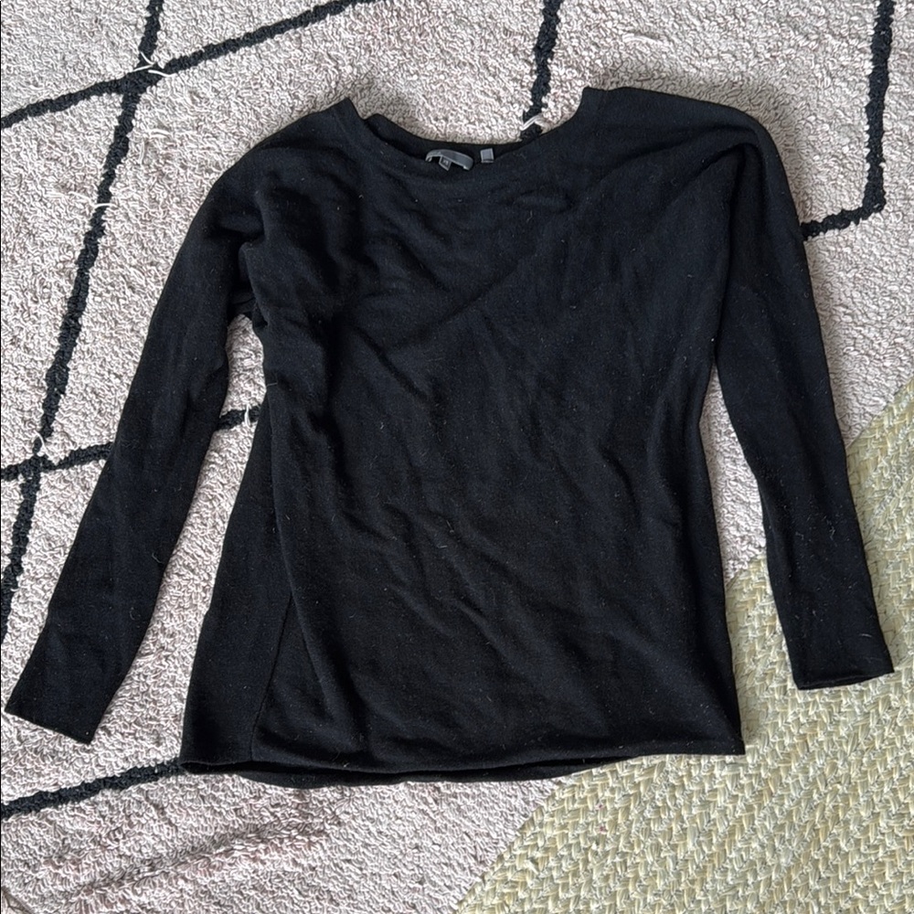 Vince Black cashmere and wool Long Sleeve Sweater with bateau boat Neck